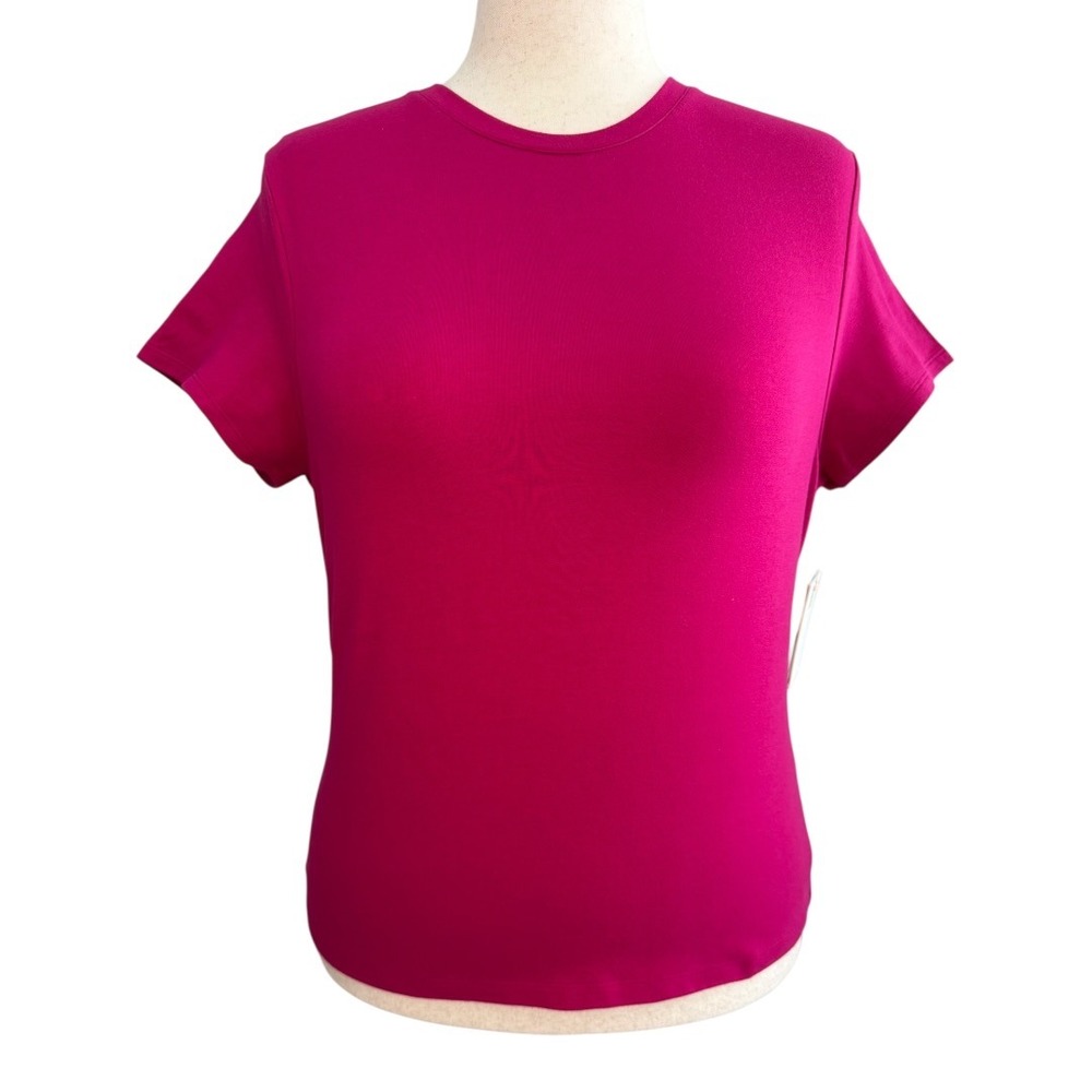 Good American Womens Fuchsia Pink Crewneck Short Sleeve T-Shirt 2XL GT0346VN NEW
